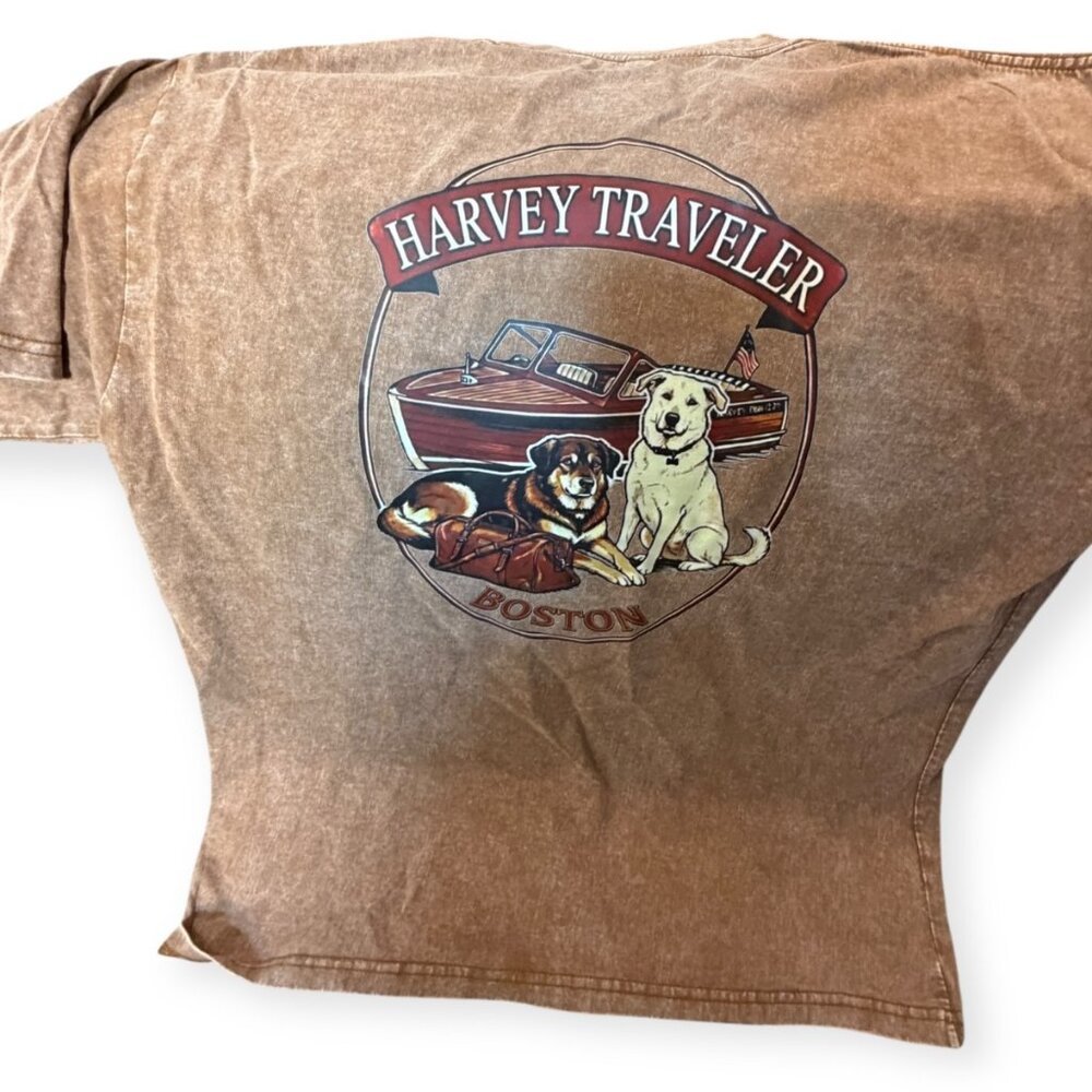 Harvey Traveler “Dogs & Boats” Graphic T‑Shirt – Brown – NWT – Multiple Sizes